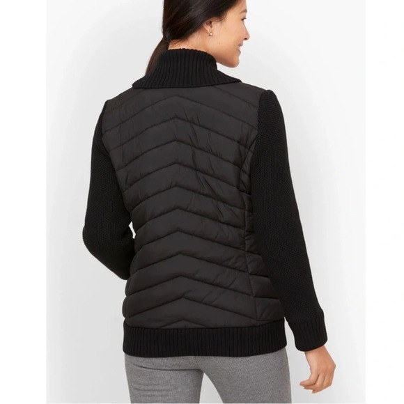 NWOT Talbots Sweater Sleeve Puffer Jacket Ivory Sz M - Picture 2 of 12